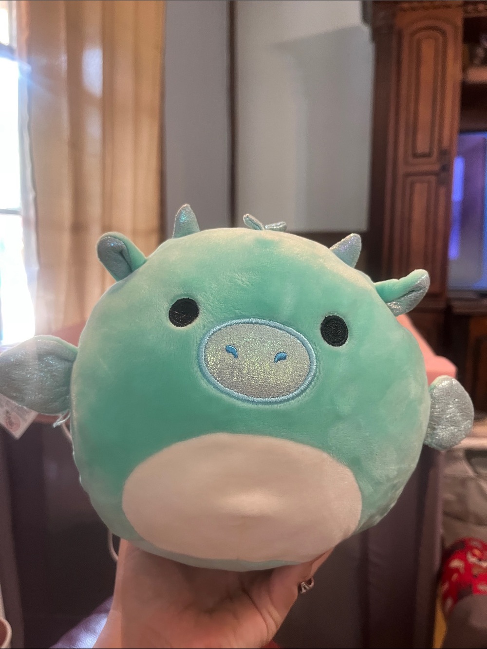 Squishmallows Mint Green Dragon with Shimmering Silver Snout